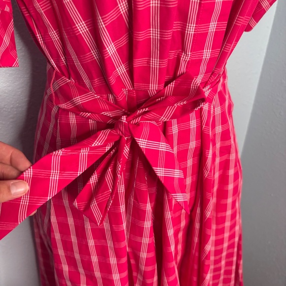 NWOT Calvin Klein Red White Plaid Gingham Cotton Dress - Picture 6 of 15